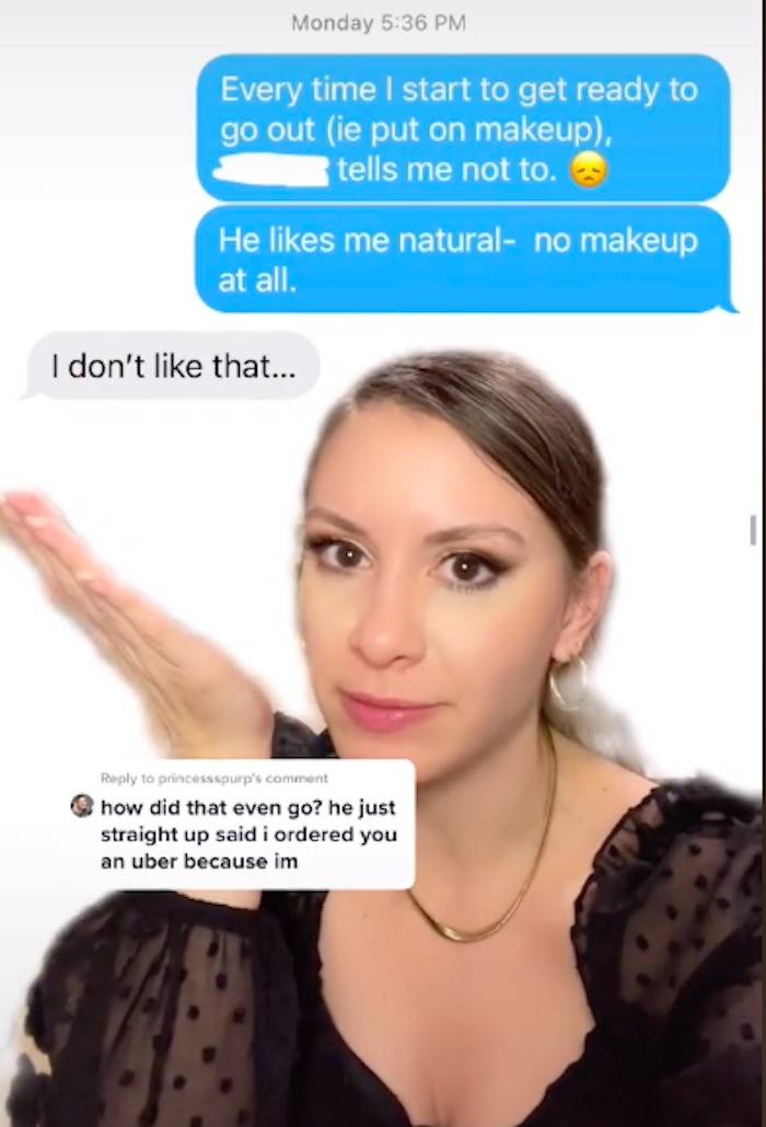 Nikki shares a text message with a friend where she says her boyfriend doesn't like when she wears makeup.