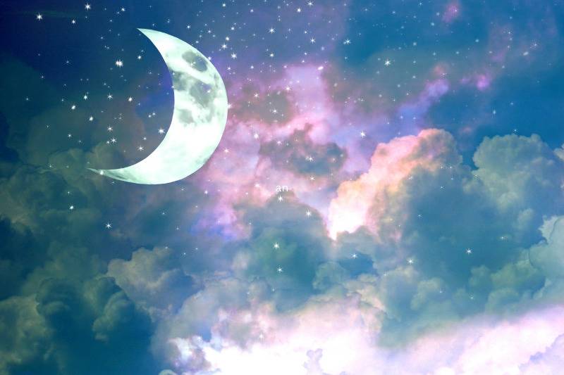crescent moon moon in purple sky