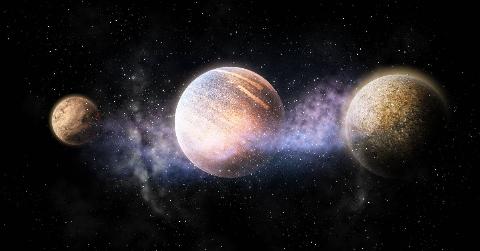  3 planets and stars in the sky 