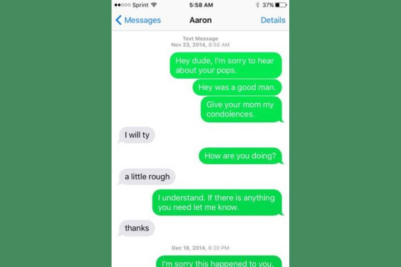 text conversation betwee man and his friend before he died