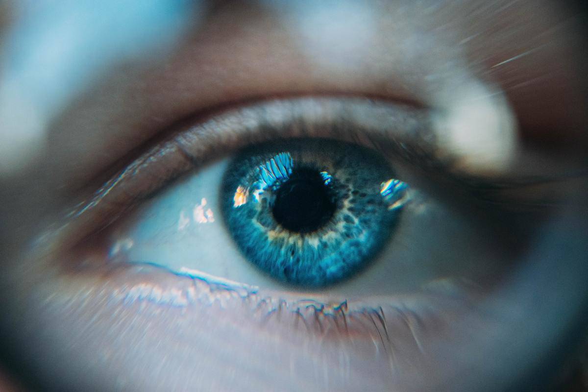 A zoomed-in blue eye