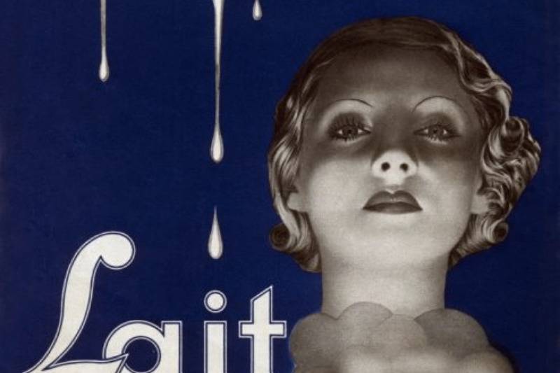 old ad with lady in black and white