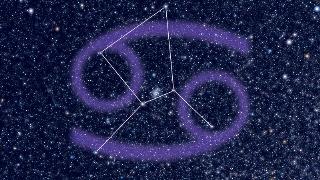 graphic of cancer sign over constellation