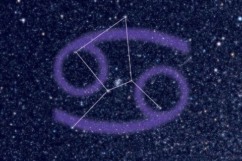 graphic of cancer sign over constellation