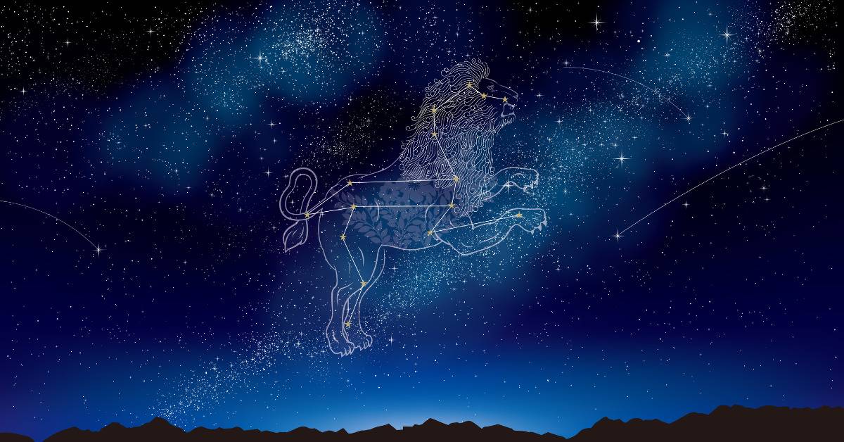 Leo Zodiac drawn out on blue background