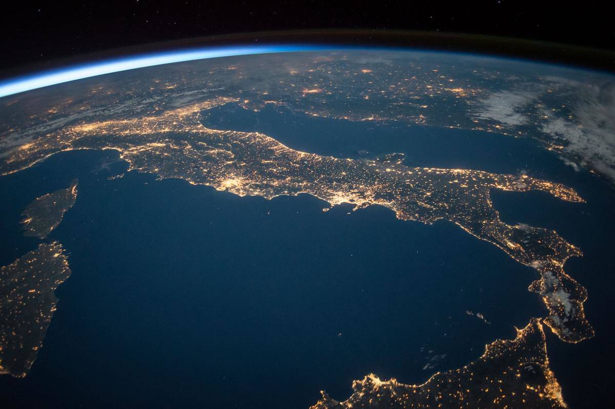 satellite image of earth with lights
