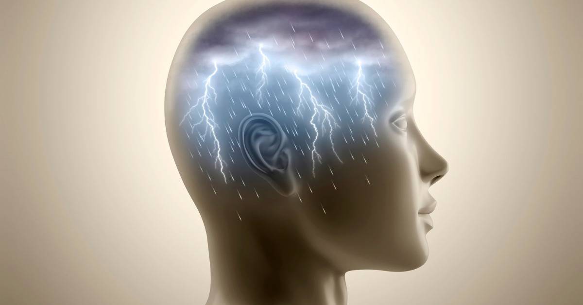 Man's consciousness symbolized by rainstorm