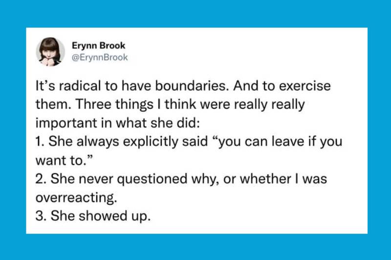 It's radical to have boundaries. And to exercise them. Three things I think were really really important in what she did:  1. She always explicitly said 
