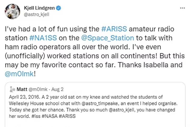 tweet from astronaut
