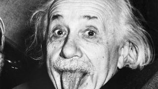 Albert Einstein sticks out his tongue when asked by photographers to smile on the occasion of his 72nd birthday on March 14, 1951.