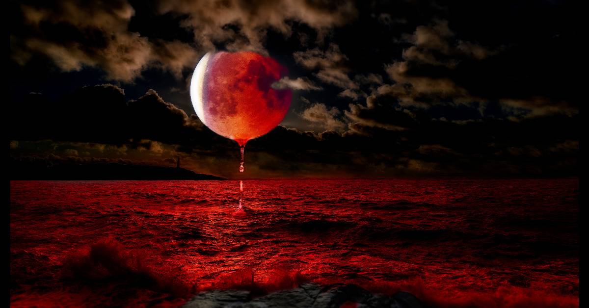 blood moon artwork on field