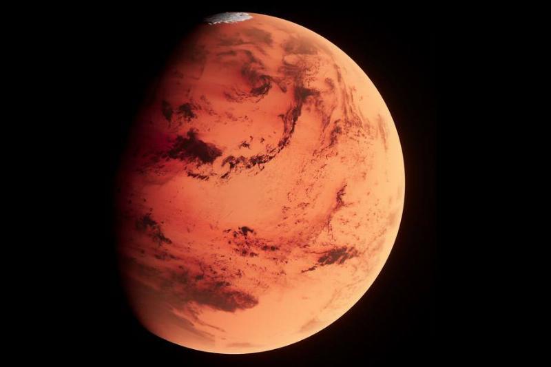 Mars against a black sky.
