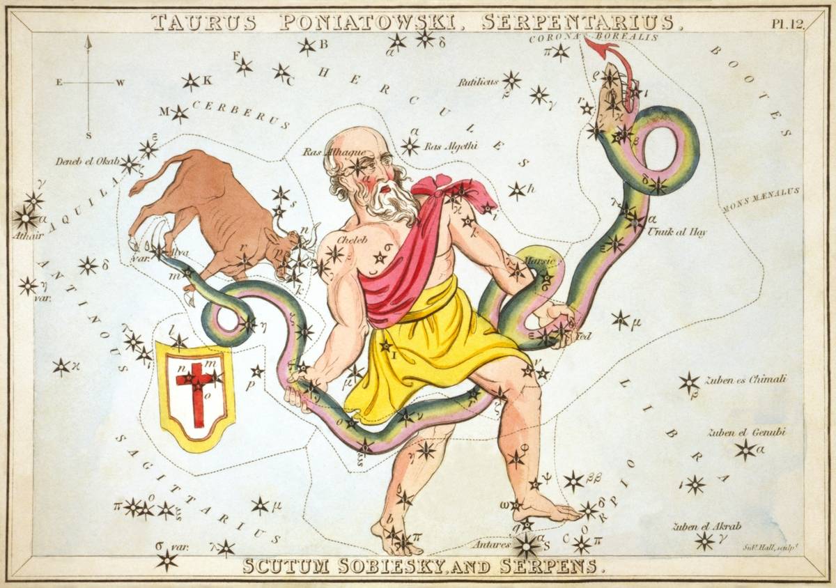 An illustration of the Ophiuchus constellation.