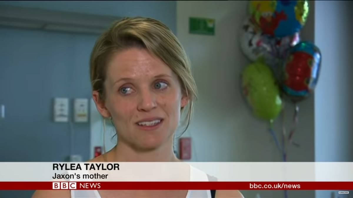 Jaxon's mother, Rylea, speaking to BBC News.