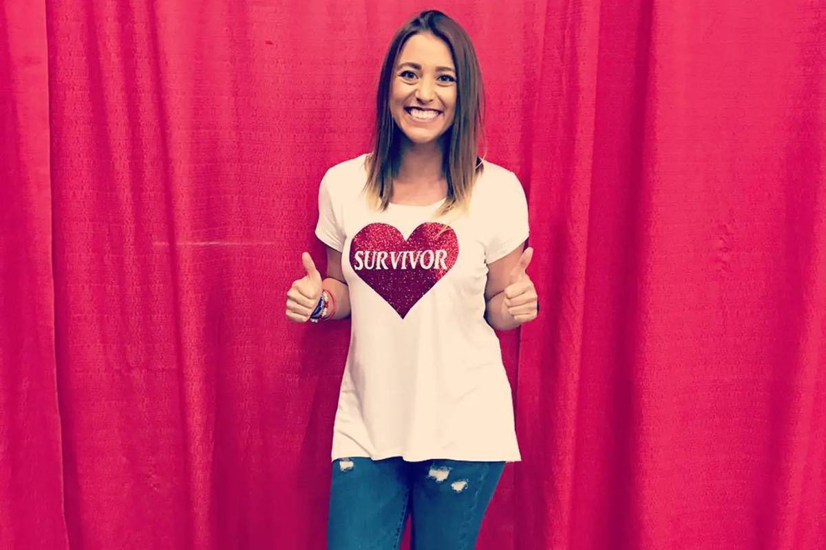 Brittany Williams wearing a shirt that says 'survivor'. 