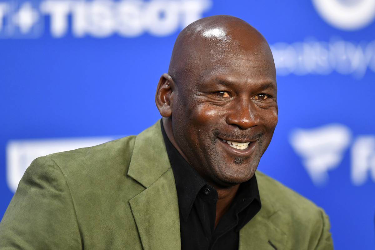 Michael Jordan attends a press conference before the NBA Paris Game match between Charlotte Hornets and Milwaukee Bucks on January 24, 2020 in Paris, France.