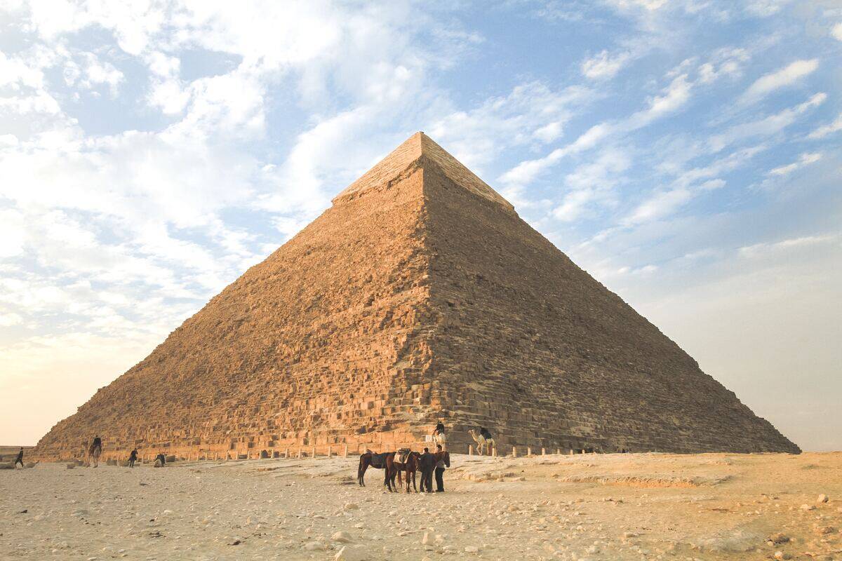 One of the pyramids of Egypt as shot from the ground.
