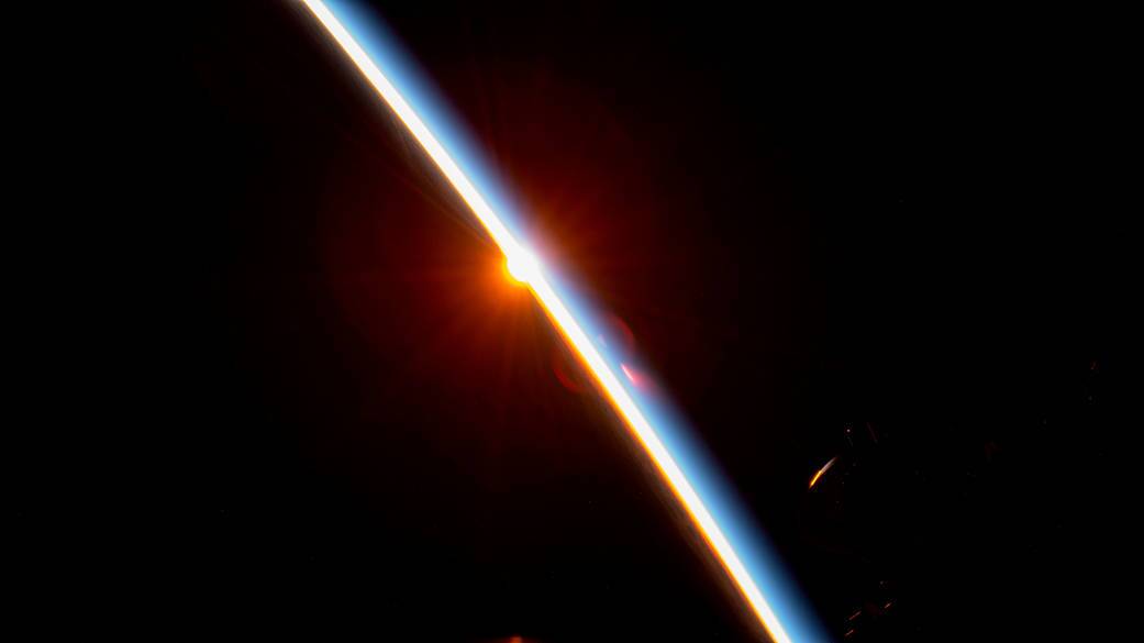 The sunset over Argentina on Earth.