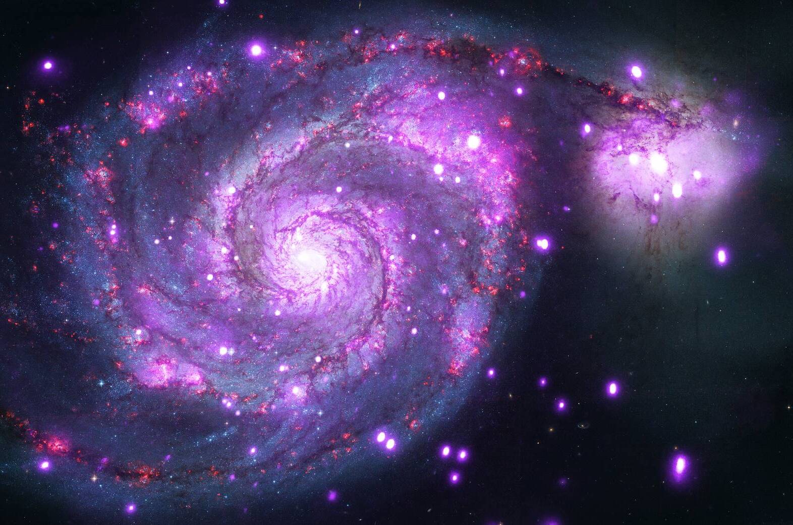 An image of the 'whirlpool' galaxy as captured by NASA's Chandra X-ray Observatory.