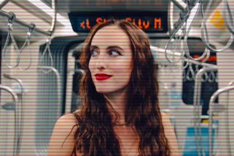 Molly on a subway train