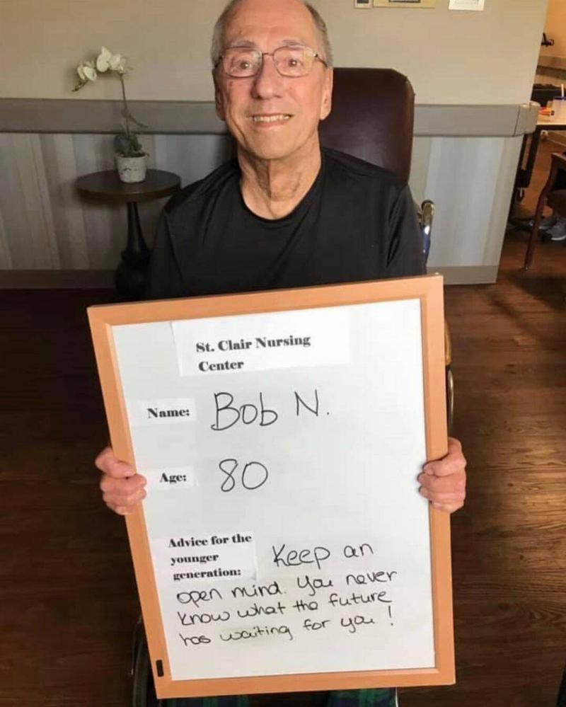 Bob holding his sign.