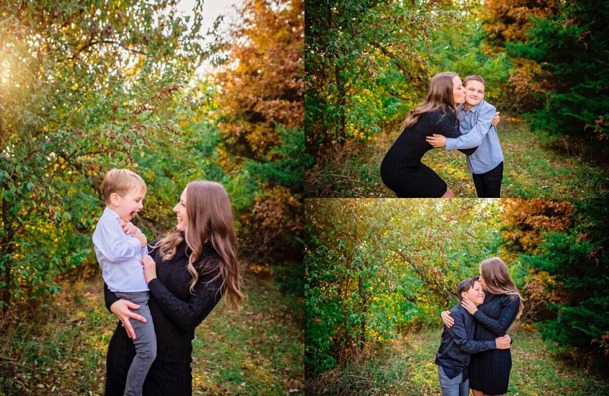 Rebecca during a photoshoot with her sons.