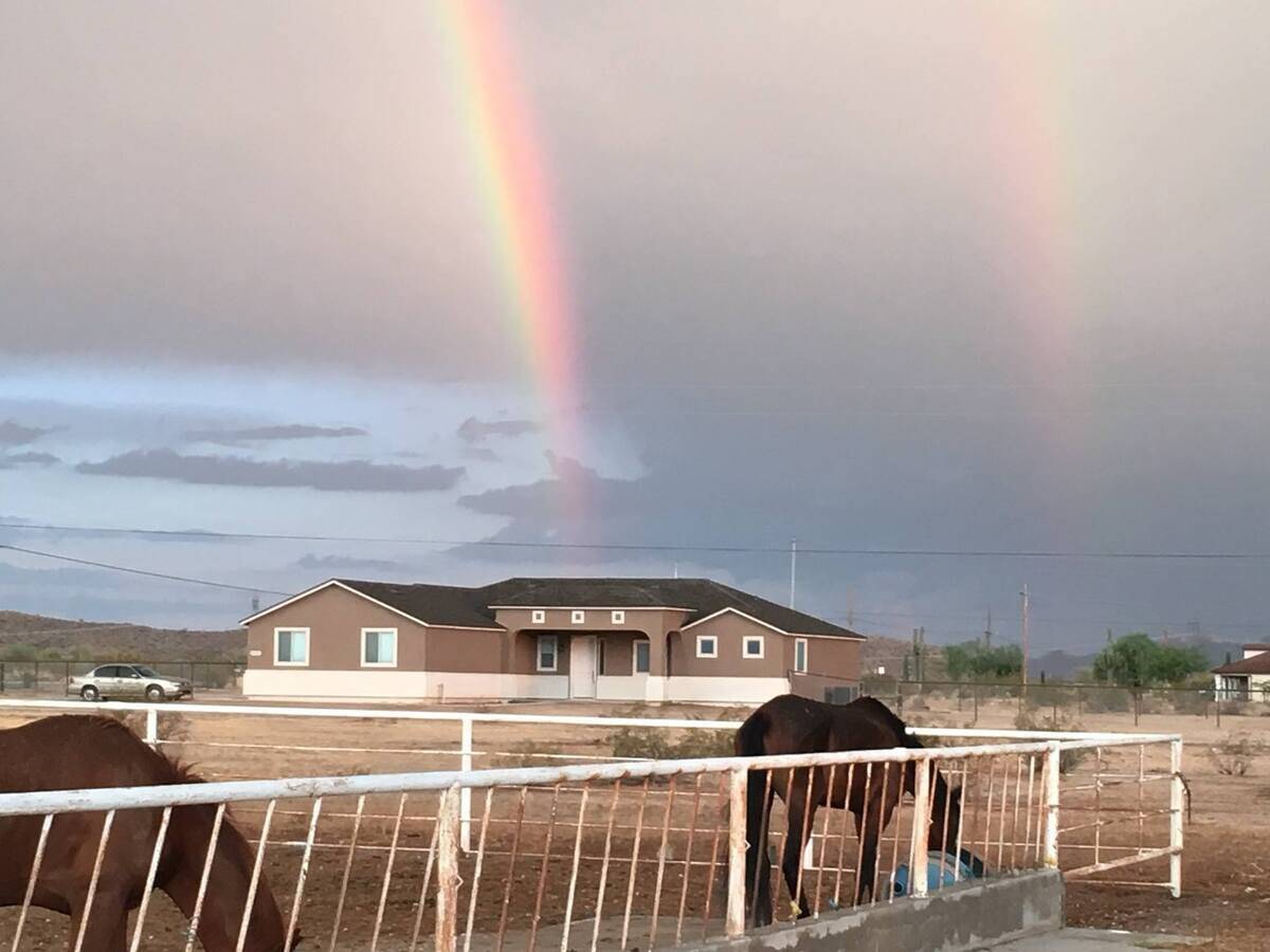 A rainbow shining above Stardust Ranch.
