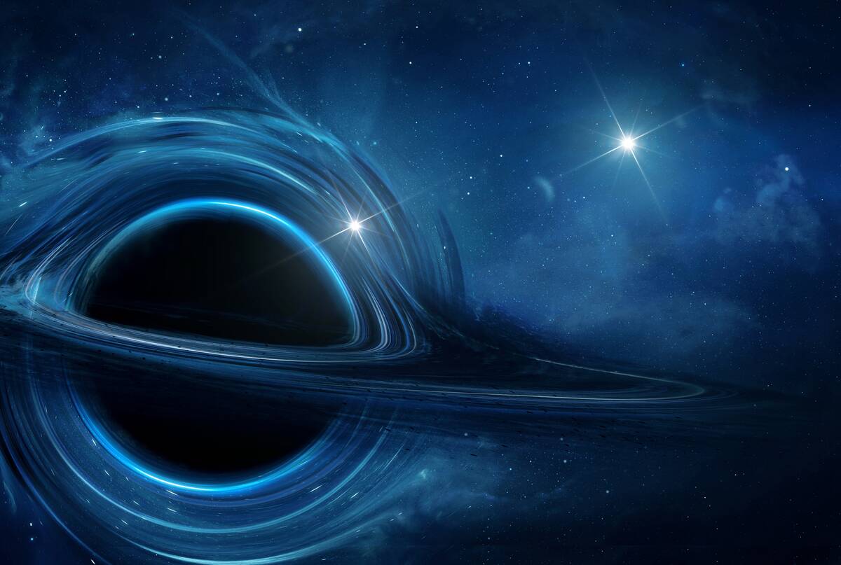 Illustration of the event horizon of a black hole, created on June 16, 2021.
