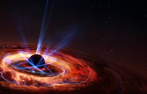 Illustration of a star collapsing in on itself to form a black hole, created on January 13, 2020.