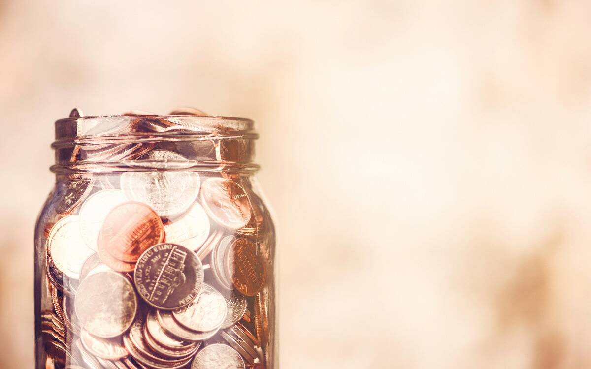 A jar full of coins.