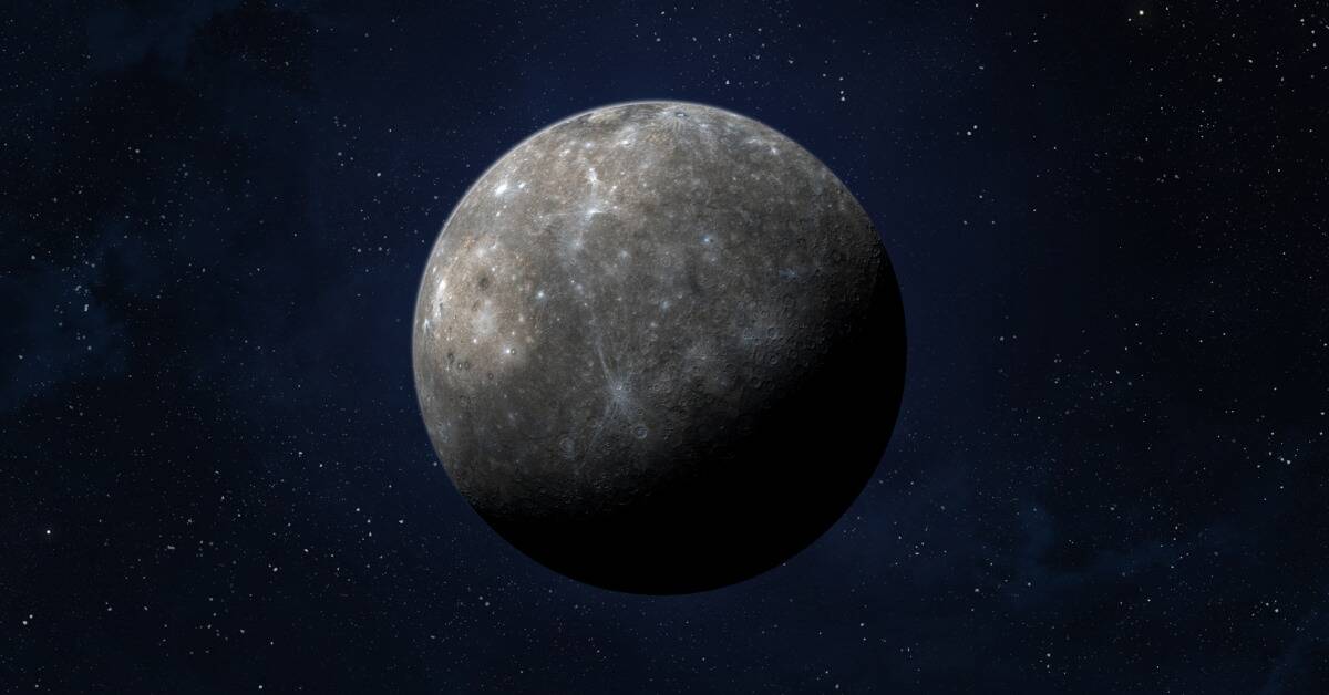 A render of planet Mercury in space.