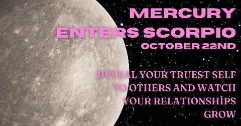 A render of Mercury against a starry sky background with pink text that reads, 