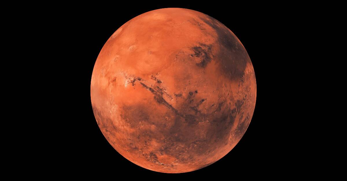 A close render of the planet Mars.