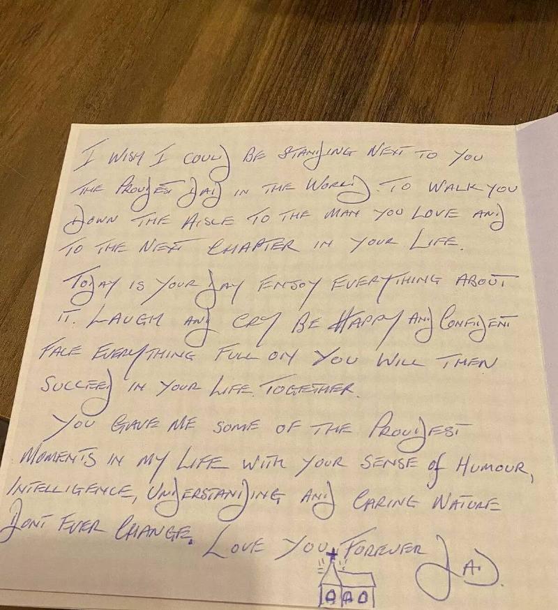 A photo of Philip's wedding letter.