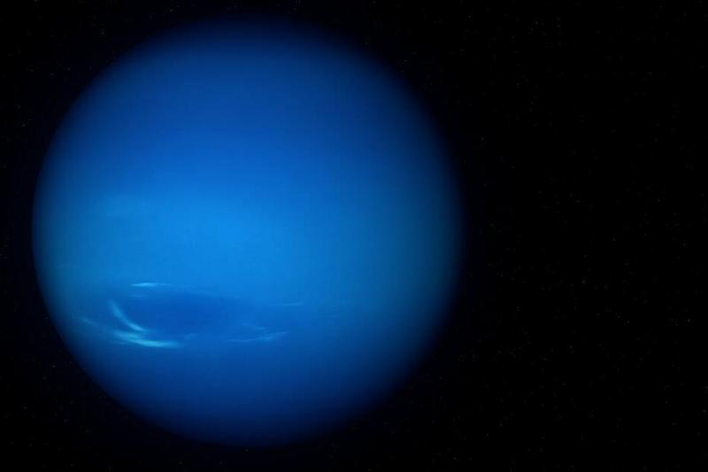 A photo of Neptune in space with blurred edges.