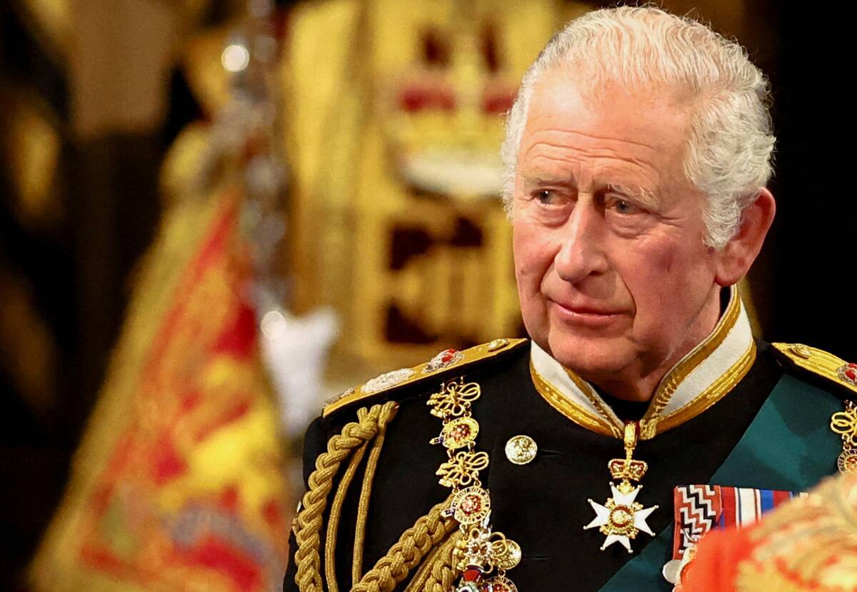 Britain's Prince Charles, Prince of Wales proceeds through the Royal  Gallery during the State Opening of Parliament at the Houses of 
Parliament, in London, on May 10, 2022.