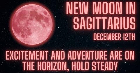 A red glowing moon with red glowing text that reads, 