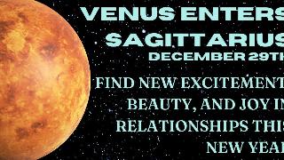 Venus against a starry sky background with light blue text that reads, 