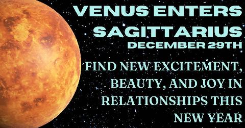 Venus against a starry sky background with light blue text that reads, 