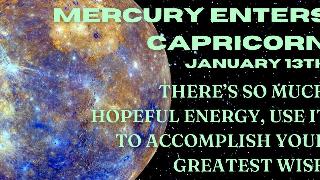 Mercury superimposed on a starry background with light green text that reads, 