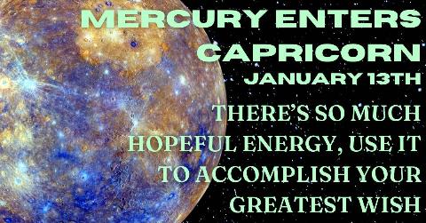 Mercury superimposed on a starry background with light green text that reads, 