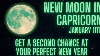 A glowing yellow and green moon against a starry background with glowing  green text that reads, 