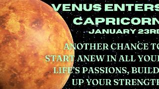 Venus against a starry sky, light green text reads, 