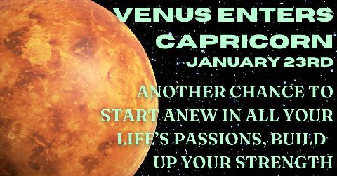 Venus against a starry sky, light green text reads, 