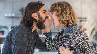 A couple yelling at each other, very in each other's face.