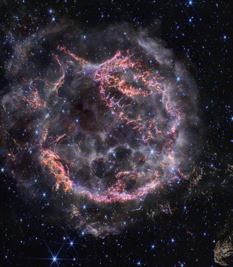 NASA's latest photo of Cassiopeia A taken by the James Webb Space Telescope.