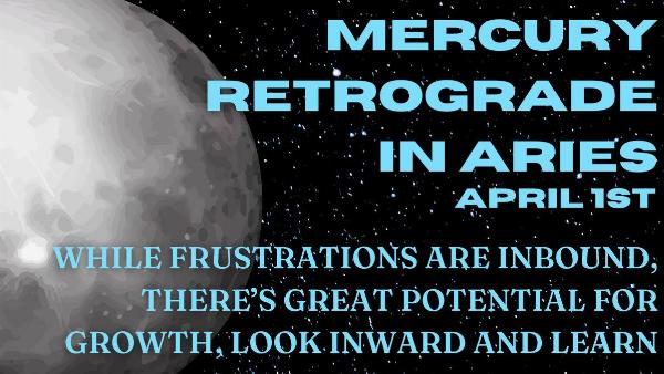 A rendition of Mercury zoomed in and placed atop a starry background. There's light blue text that reads, 