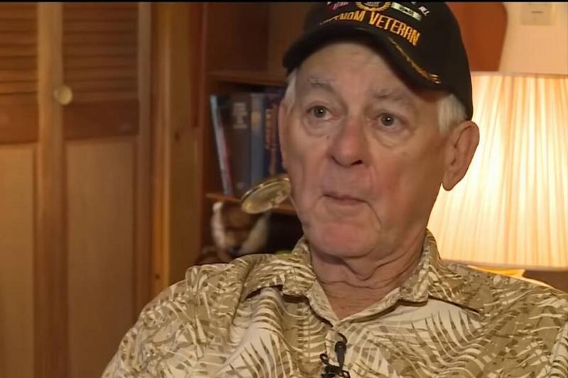 Barnes sitting at home in his Vietnam Veteran cap.