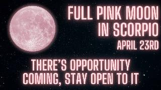 A glowing pink moon against a starry sky. There's also glowing pink text that reads, in all caps, 