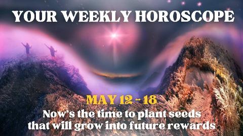 A mystical, warped, dreamlike background of two people in a hilly sene with a glowing pink star in the center. There's text that reads, 